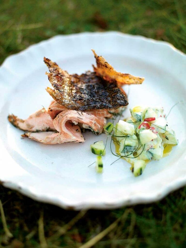 Opskrift: Grillet lakseside med citron og urter